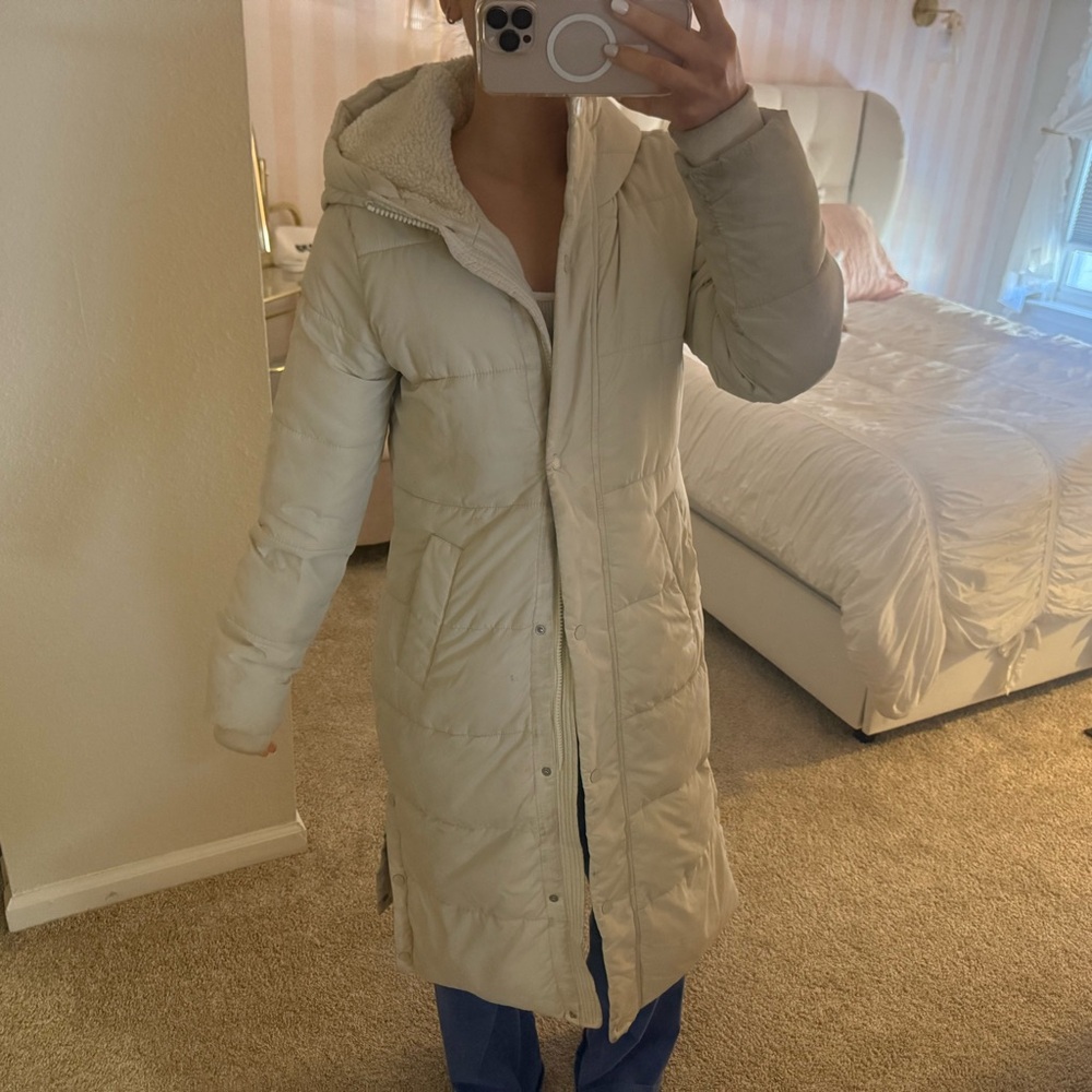 Abercrombie & Fitch Cream Long Puffer